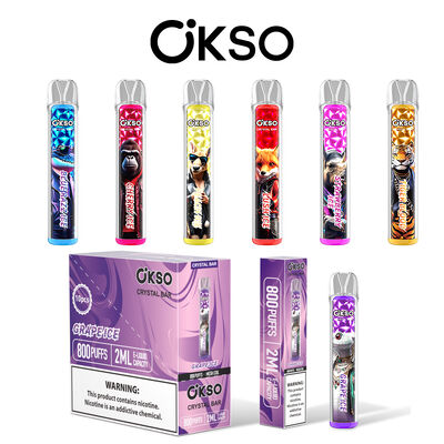 OKSO Crystal Bar 800puffs Disposable Vape with Mesh Coil and 2ML E-liquid for Smooth Flavor