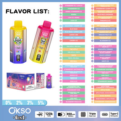 OKSO 6in1 120000 Puffs Disposable Vape with 6 Flavors and 850mAh Battery E-Cigarette