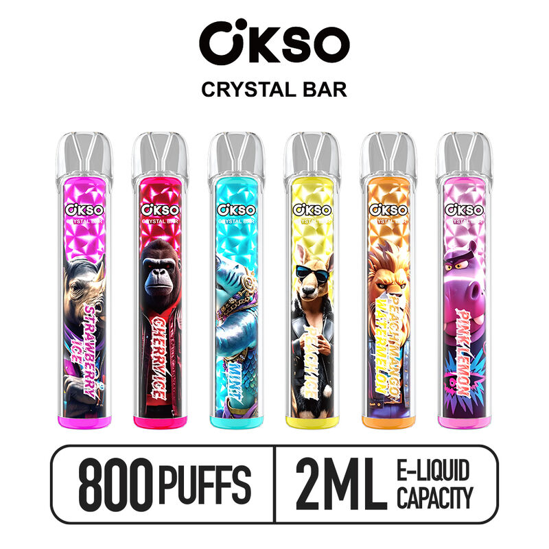 OKSO Crystal Bar 800puffs Disposable Vape with Mesh Coil and 2ML E-liquid for Smooth Flavor