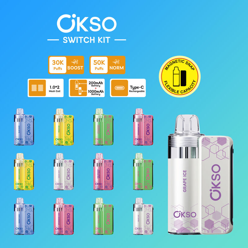 OKSO Switch Kit 50K Disposable Vape with Dual Mesh Coil and Rechargeable Power Bank for 50,000 Puffs