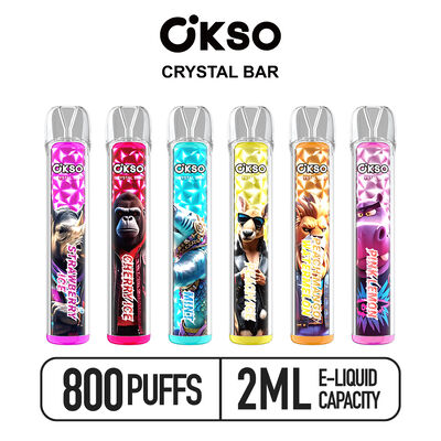 qualité OKSO Crystal Bar 800puffs Vape jetable avec bobine à mailles et 2 ml de liquide électronique pour une saveur lisse usine